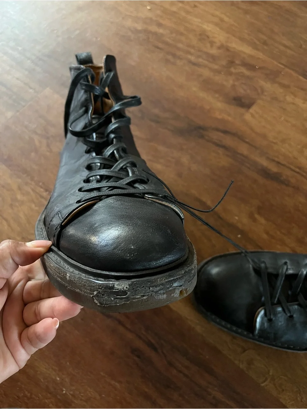 John Varvatos Essex trooper leather black boots men's 13 lace up